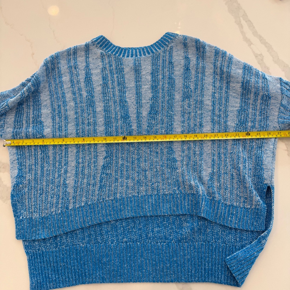 PILCRO Anthropologie Blue Marled Ribbed Oversized Sweater 1X High-Low - Picture 5 of 6
